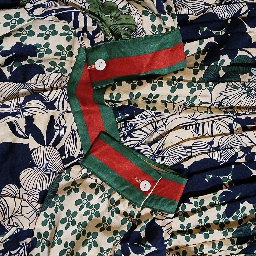 Dalia Macphee Tie Neck Printed Midi Dress. - Picture 15 of 16